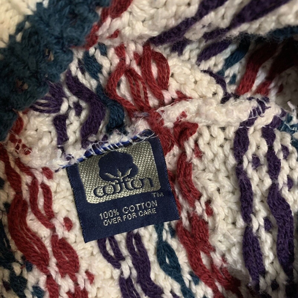 OLD GLORY MEN Medium 100% COTTON GEOMETRIC PULLOVER SWEATER MADE In The USA - Picture 5 of 10